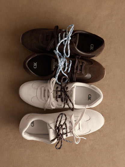 CHARLES & KEITH Trusted / Jace Leather & Suede Sneakers - Chalk