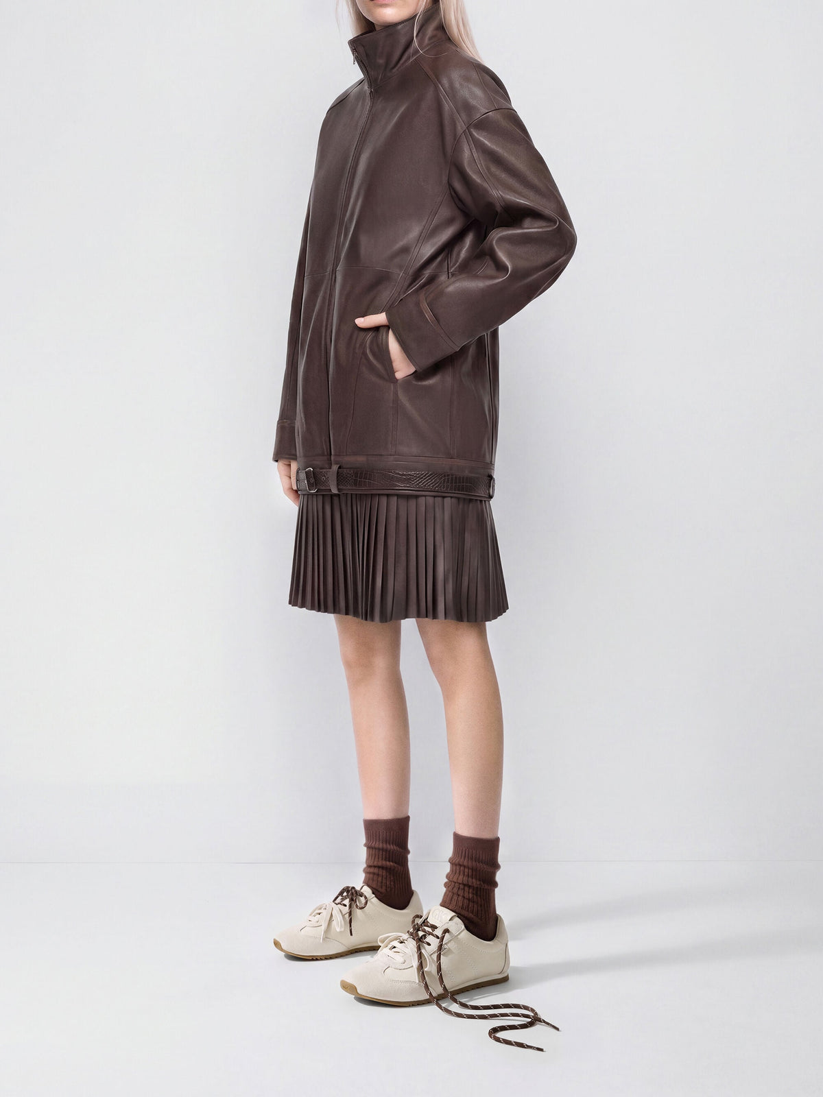 CHARLES & KEITH Trusted / Jace Leather & Suede Sneakers - Chalk