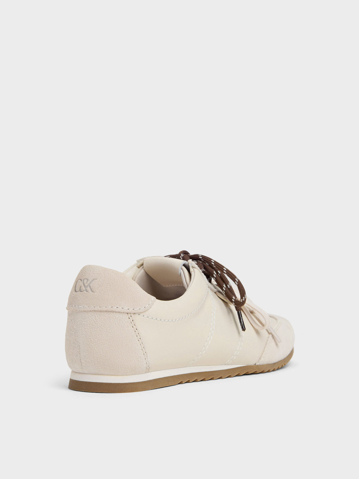 CHARLES & KEITH Trusted / Jace Leather & Suede Sneakers - Chalk