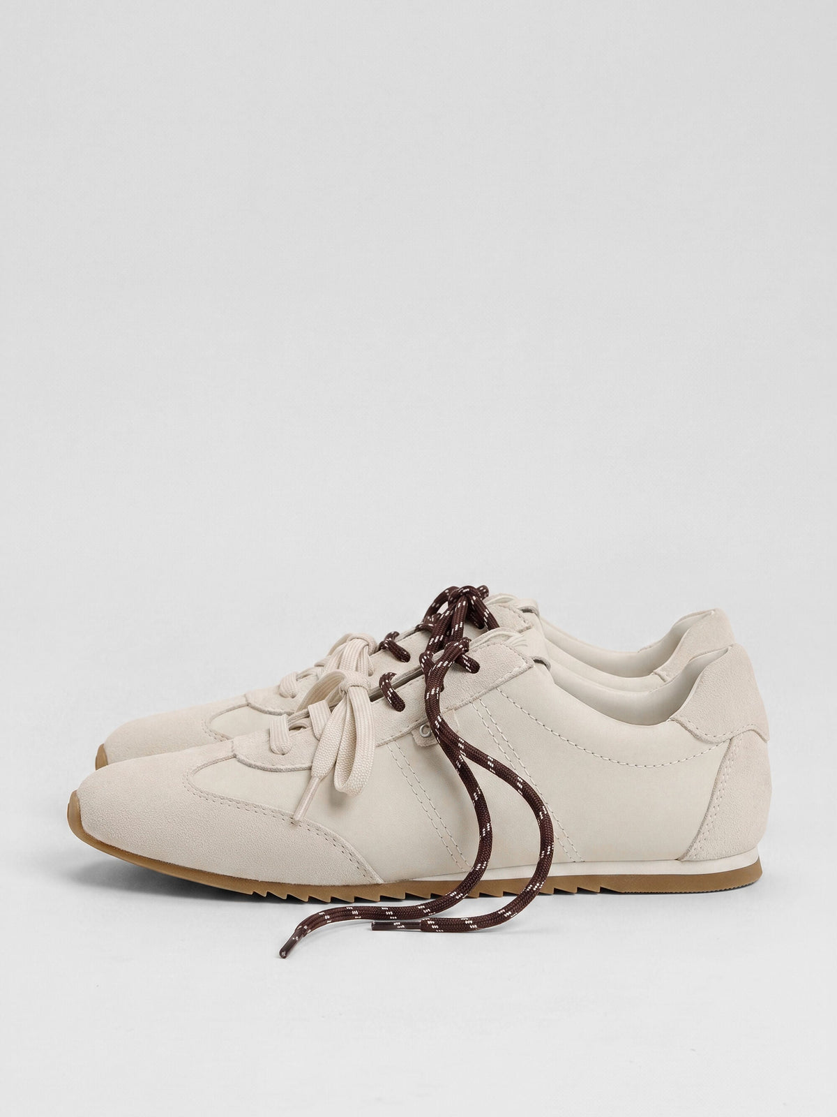 CHARLES & KEITH Trusted / Jace Leather & Suede Sneakers - Chalk