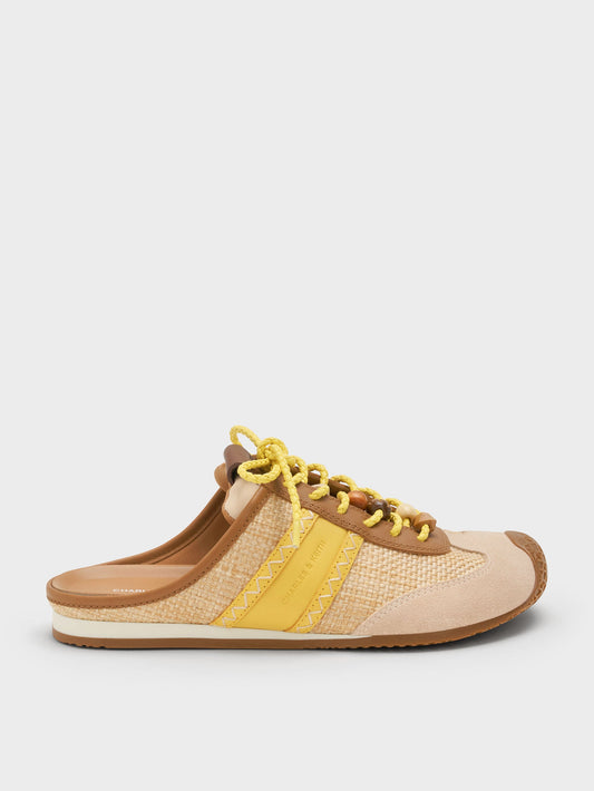 CHARLES & KEITH Classic / Suede Woven Slip-On Sneakers - Beige