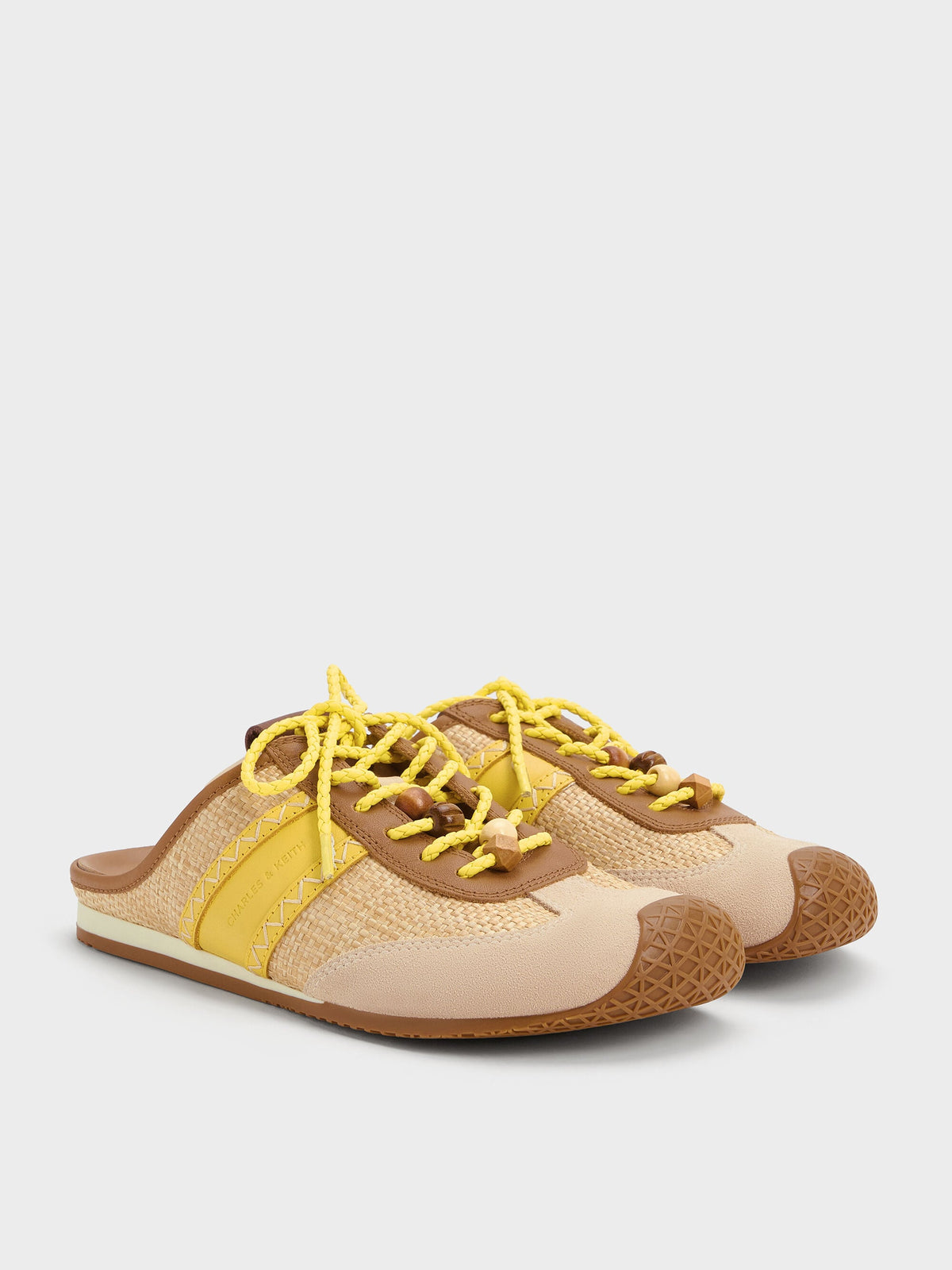 CHARLES & KEITH Classic / Suede Woven Slip-On Sneakers - Beige