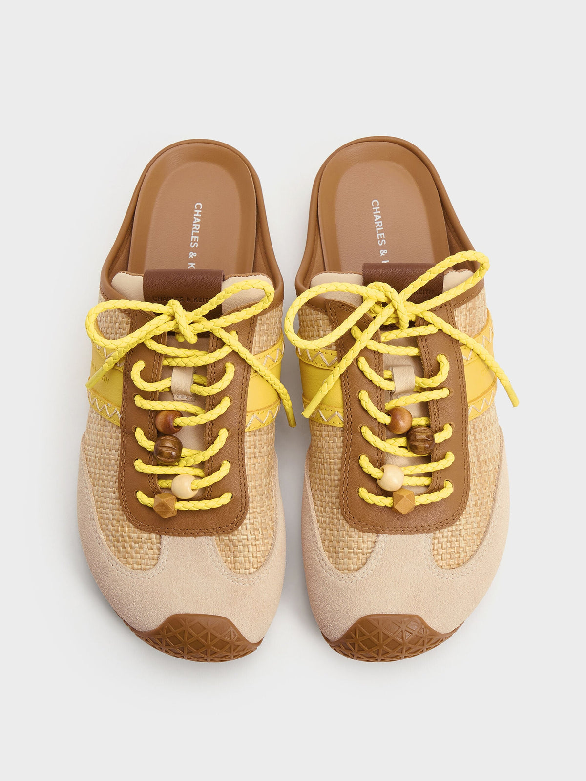 CHARLES & KEITH Classic / Suede Woven Slip-On Sneakers - Beige