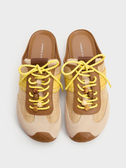 CHARLES & KEITH Classic / Suede Woven Slip-On Sneakers - Beige