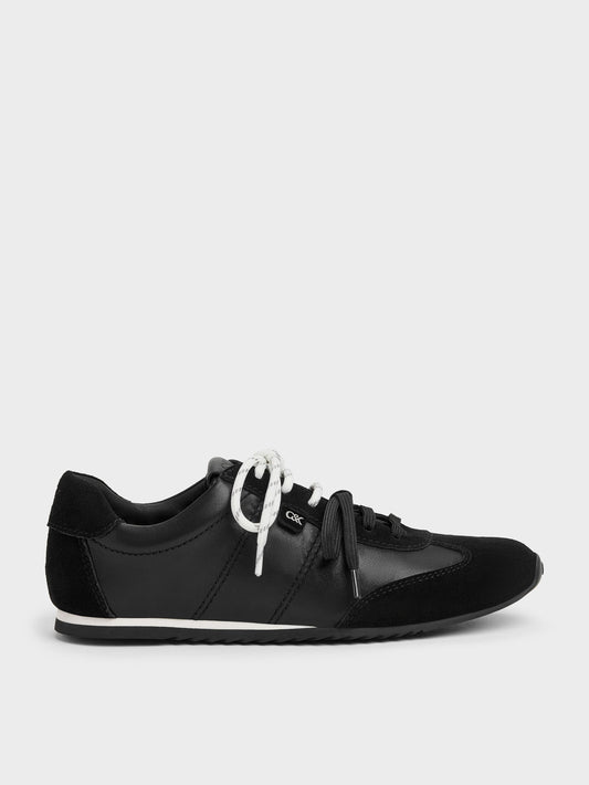 CHARLES & KEITH Great Value / Jace Leather & Suede Sneakers - Black
