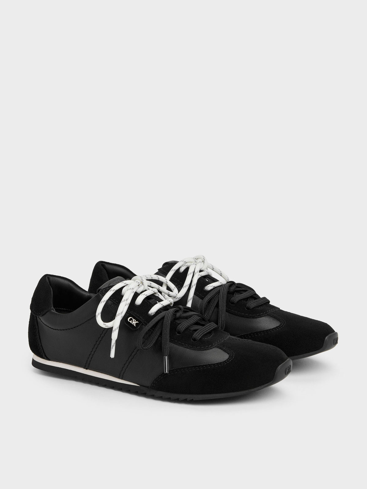 CHARLES & KEITH Great Value / Jace Leather & Suede Sneakers - Black