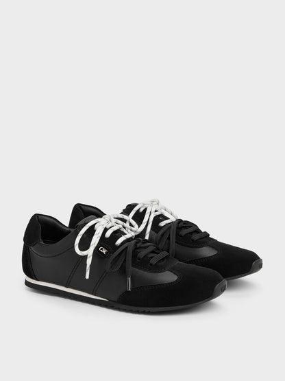 CHARLES & KEITH Great Value / Jace Leather & Suede Sneakers - Black