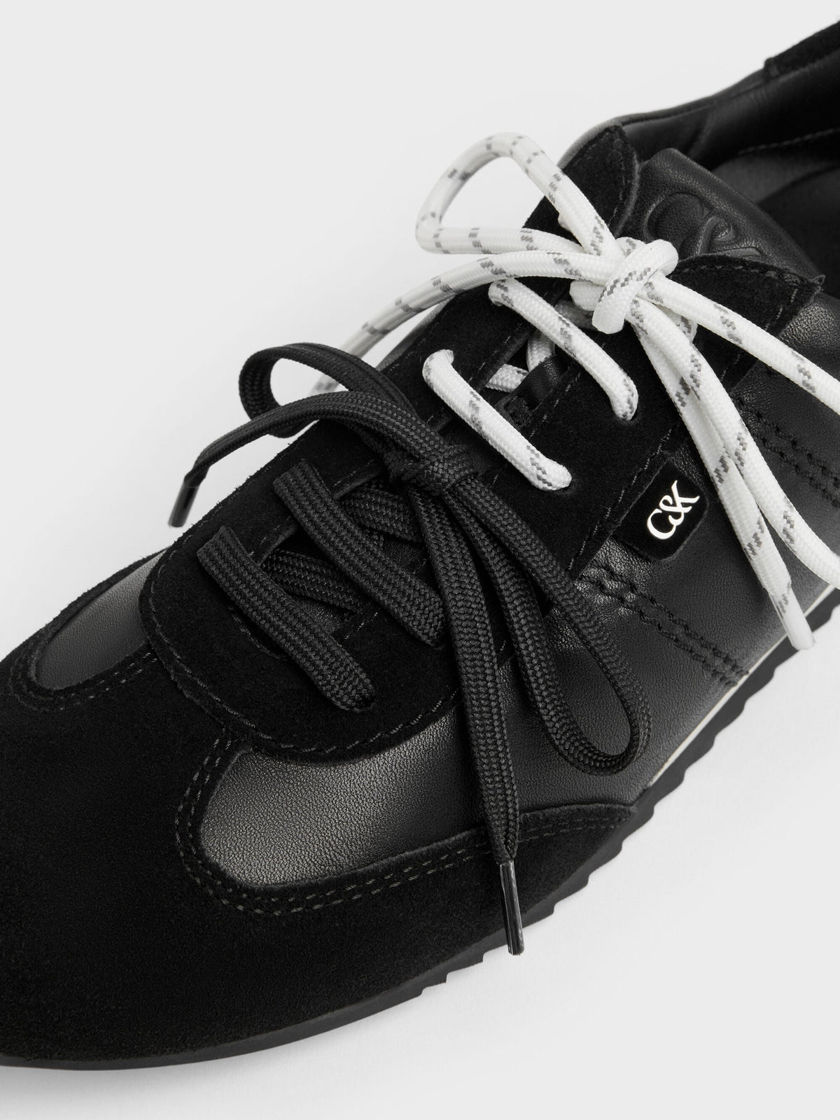 CHARLES & KEITH Great Value / Jace Leather & Suede Sneakers - Black