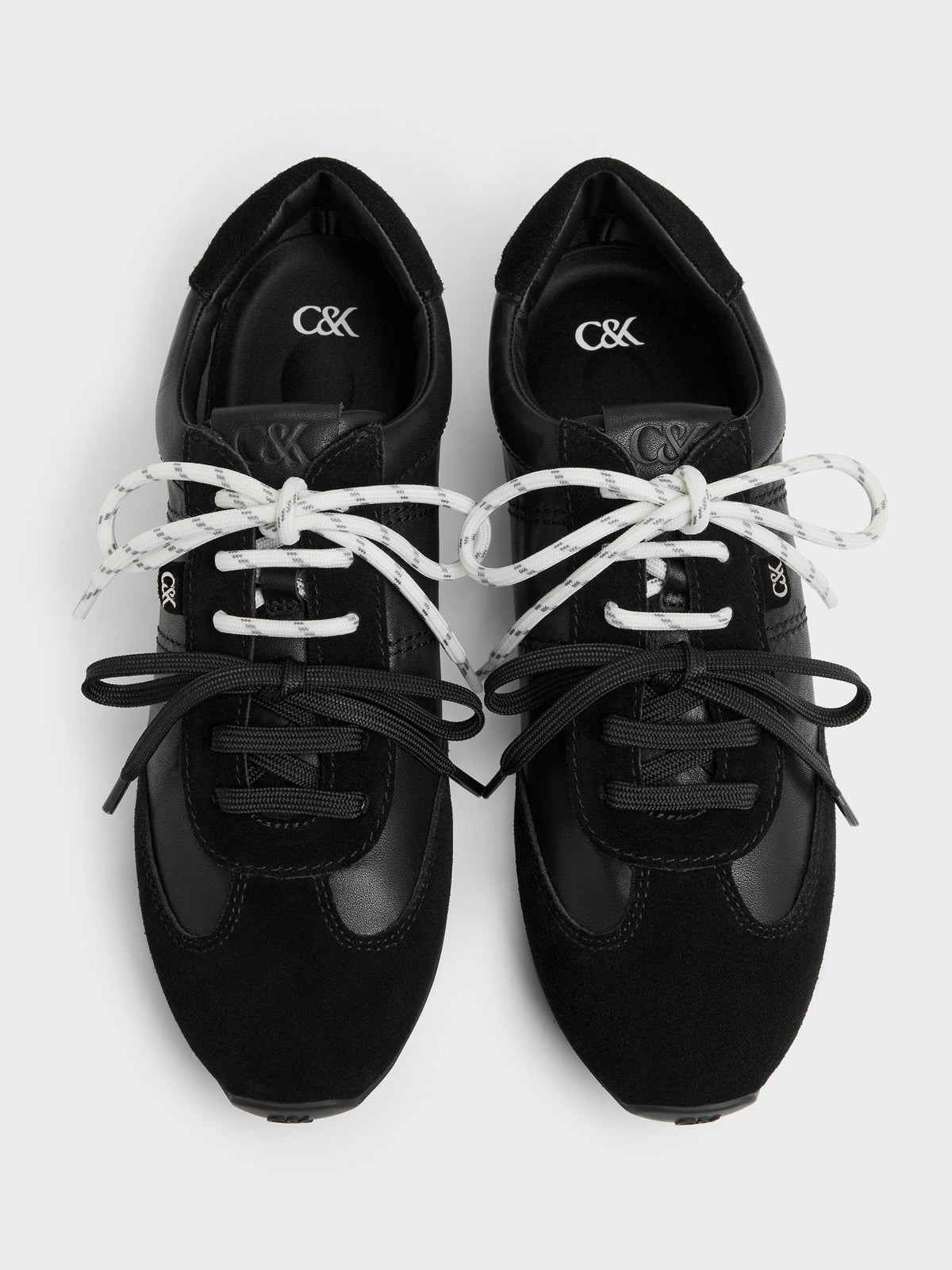 CHARLES & KEITH Great Value / Jace Leather & Suede Sneakers - Black