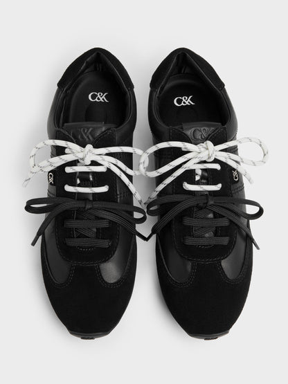 CHARLES & KEITH Great Value / Jace Leather & Suede Sneakers - Black