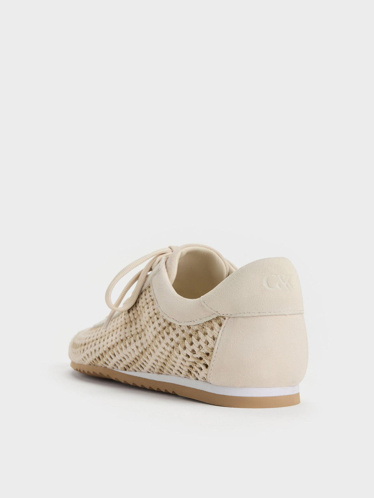 CHARLES & KEITH Trusted / Jace Crochet & Suede Flower Sneakers - Chalk
