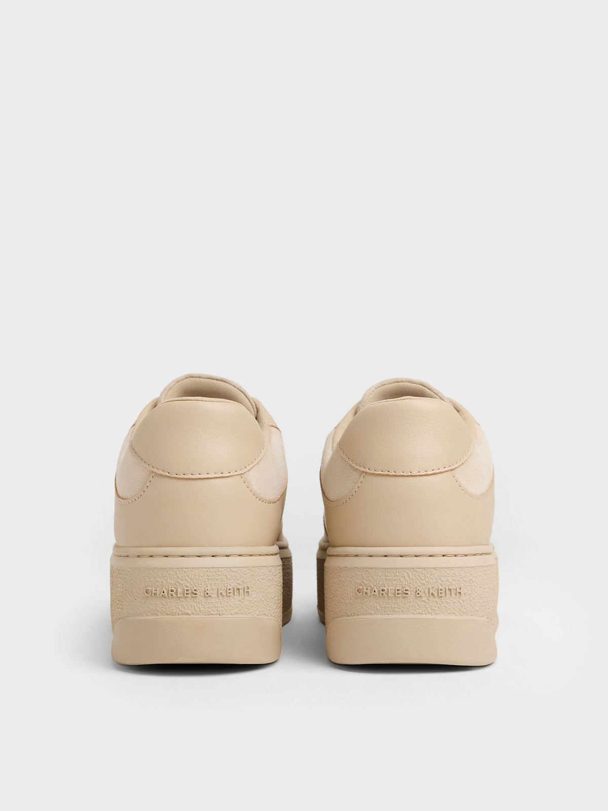 CHARLES & KEITH Recommended / Faux Suede Platform Sneakers - Beige
