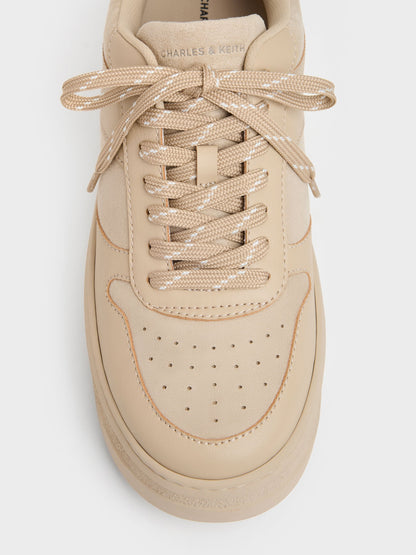 CHARLES & KEITH Recommended / Faux Suede Platform Sneakers - Beige