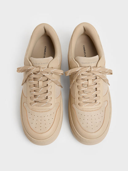 CHARLES & KEITH Recommended / Faux Suede Platform Sneakers - Beige