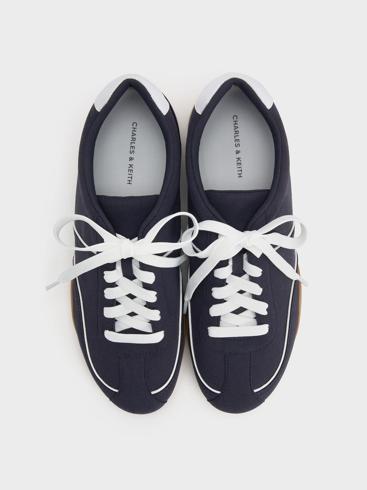 CHARLES & KEITH Best Seller / Louise Contrast-Trim Sneakers - Dark Blue
