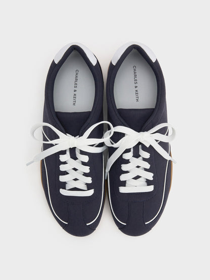 CHARLES & KEITH Best Seller / Louise Contrast-Trim Sneakers - Dark Blue