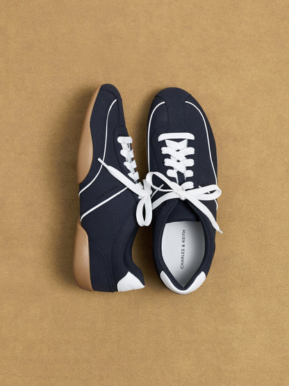 CHARLES & KEITH Best Seller / Louise Contrast-Trim Sneakers - Dark Blue