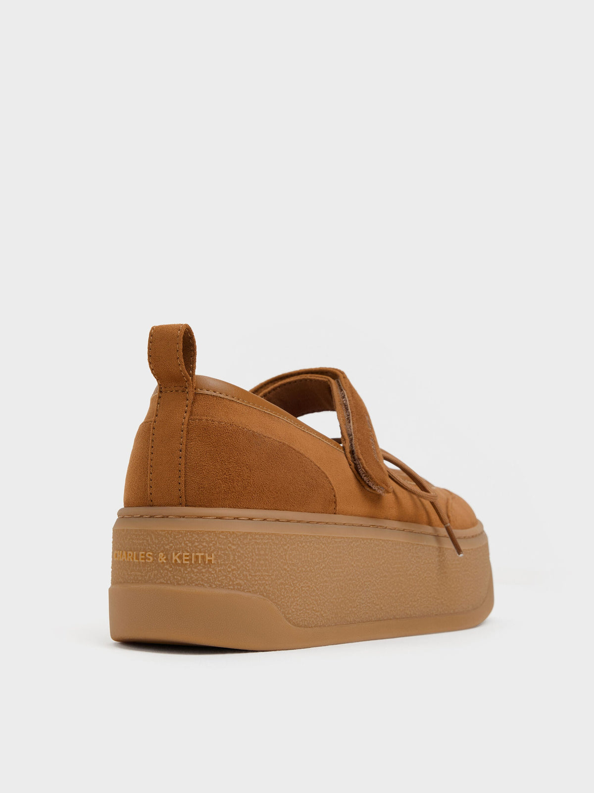CHARLES & KEITH Everyday / Faux Suede Mary Jane Platform Sneakers - Cognac