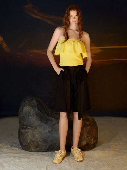 CHARLES & KEITH Premium / Jace Crochet & Suede Flower Sneakers - Yellow