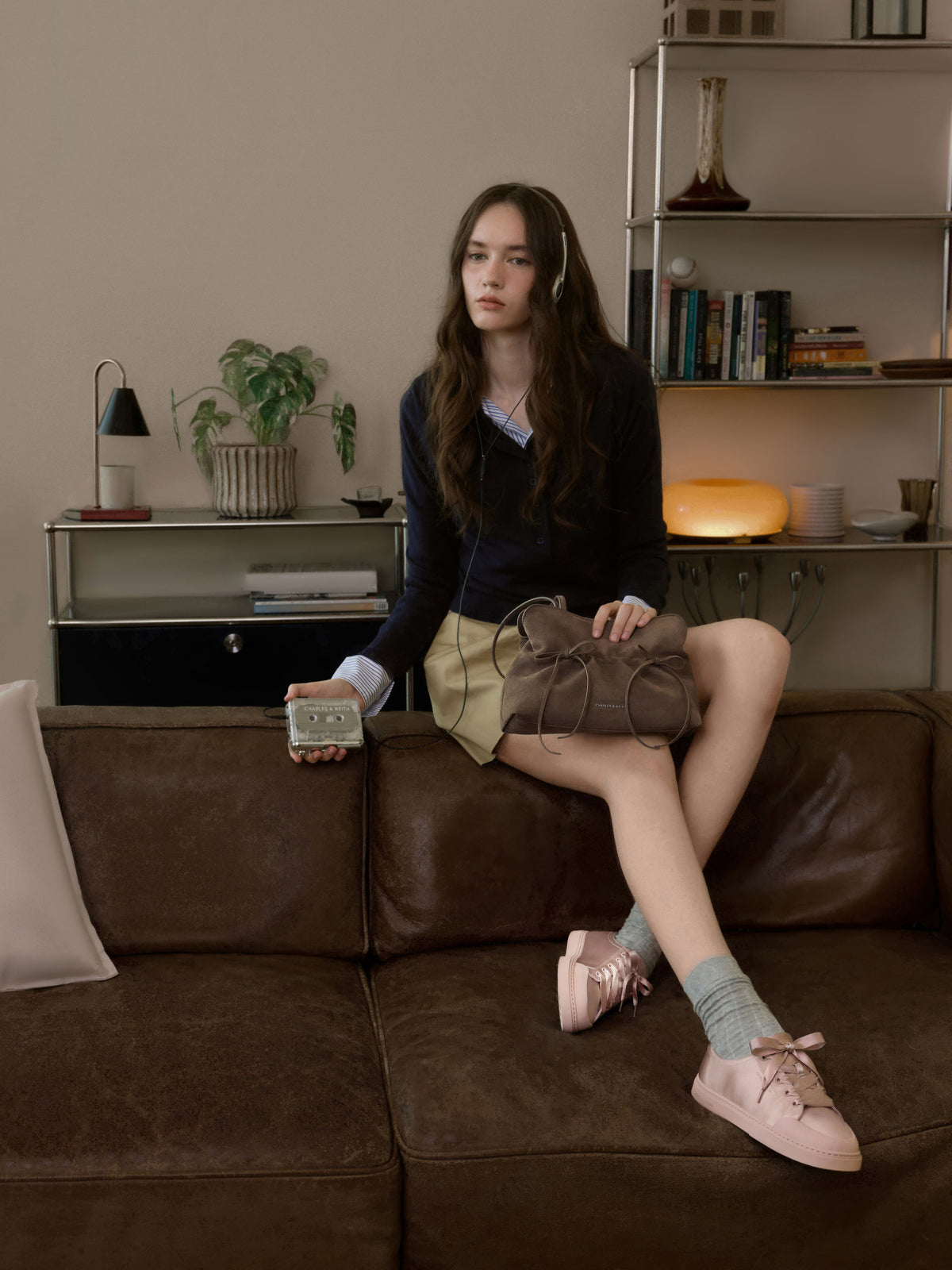 CHARLES & KEITH Value / Satin Lace-Up Sneakers - Light Pink