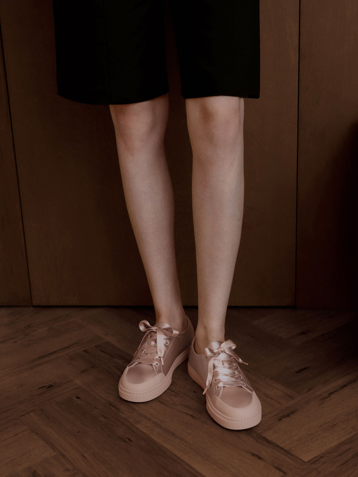 CHARLES & KEITH Value / Satin Lace-Up Sneakers - Light Pink