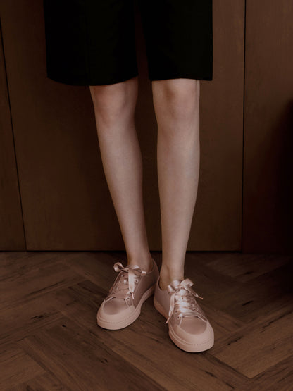 CHARLES & KEITH Value / Satin Lace-Up Sneakers - Light Pink