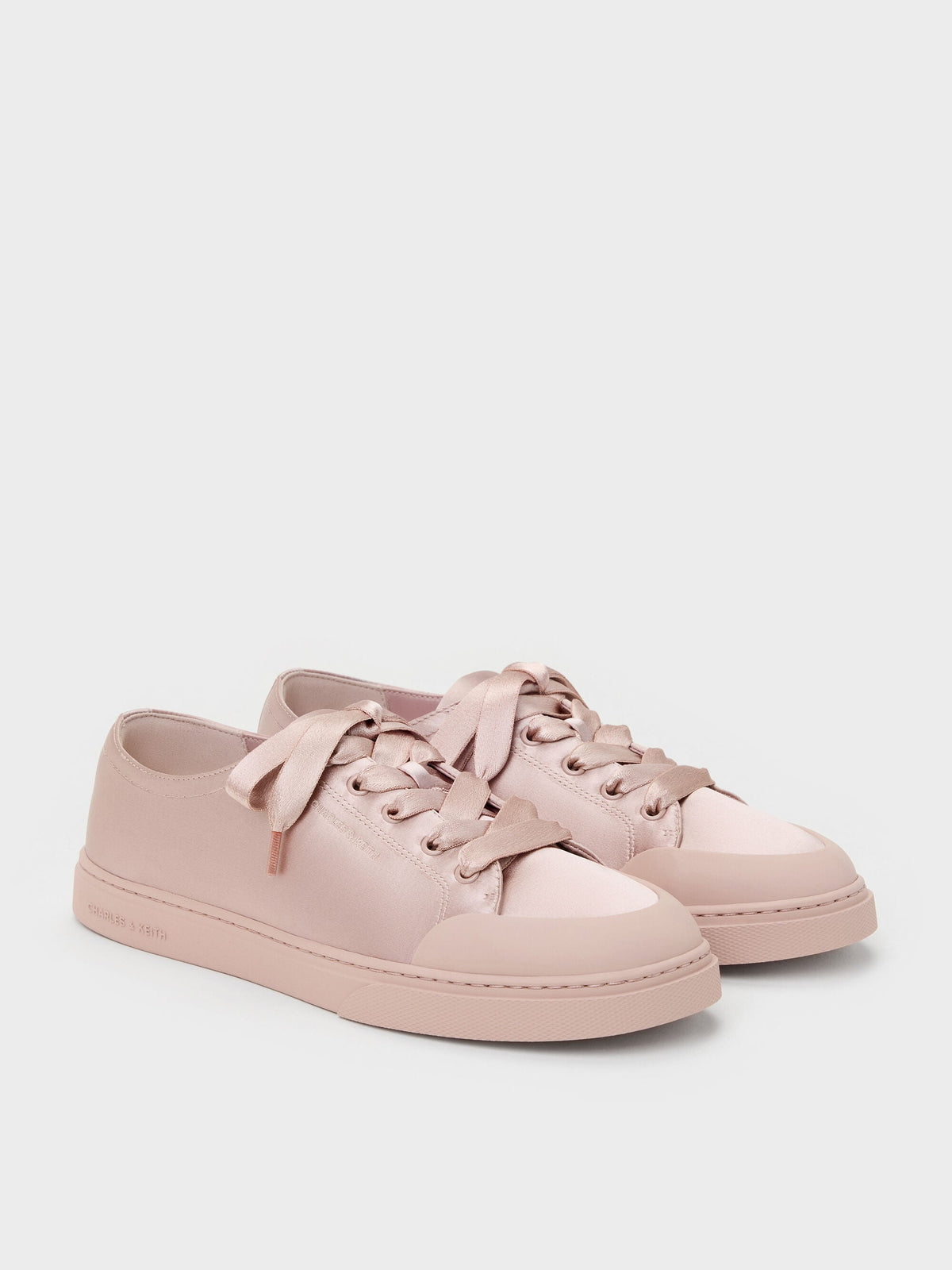 CHARLES & KEITH Value / Satin Lace-Up Sneakers - Light Pink