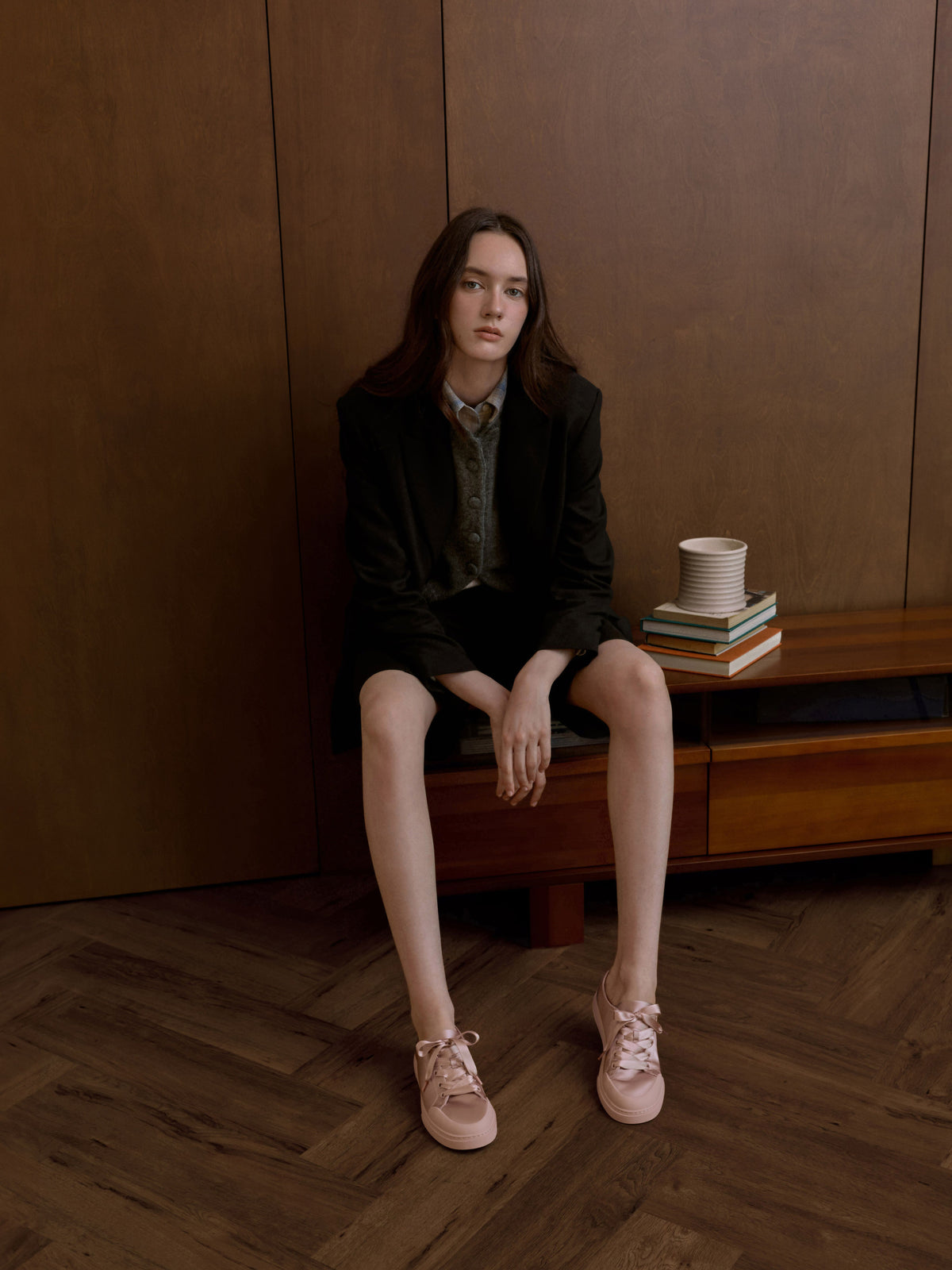 CHARLES & KEITH Value / Satin Lace-Up Sneakers - Light Pink