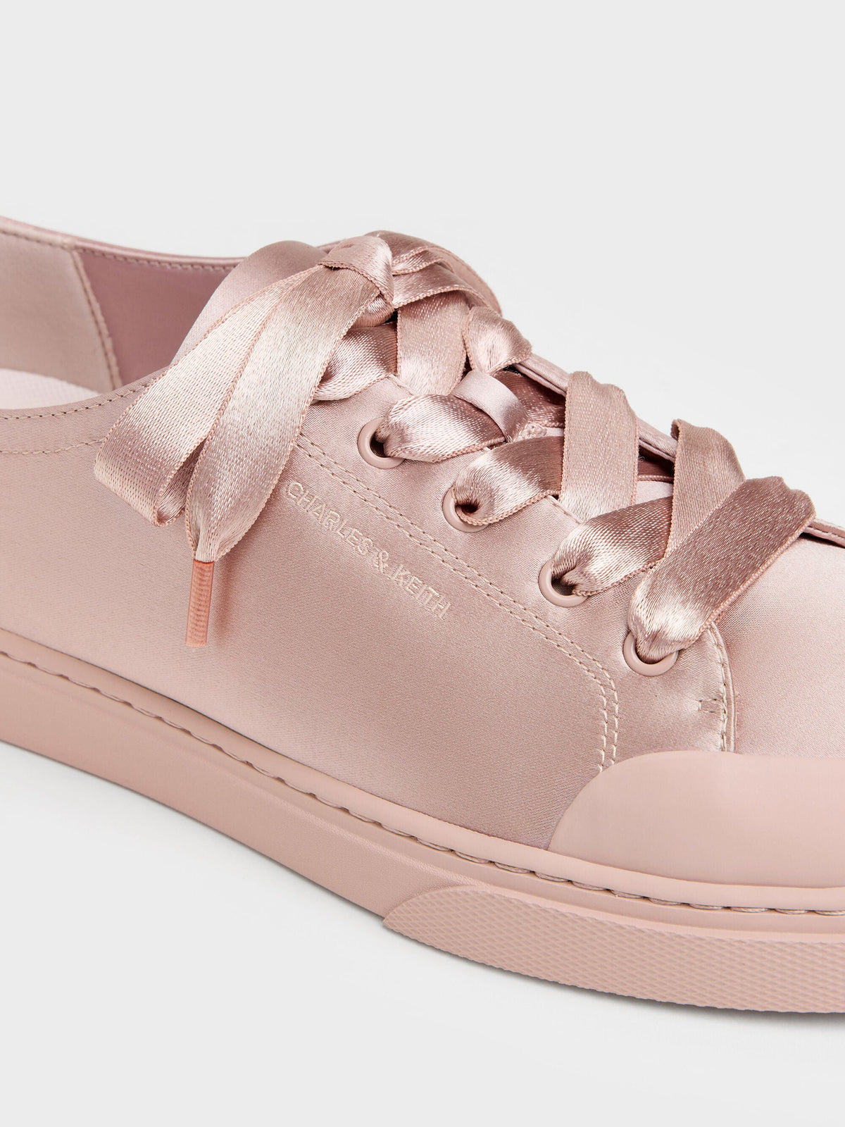 CHARLES & KEITH Value / Satin Lace-Up Sneakers - Light Pink