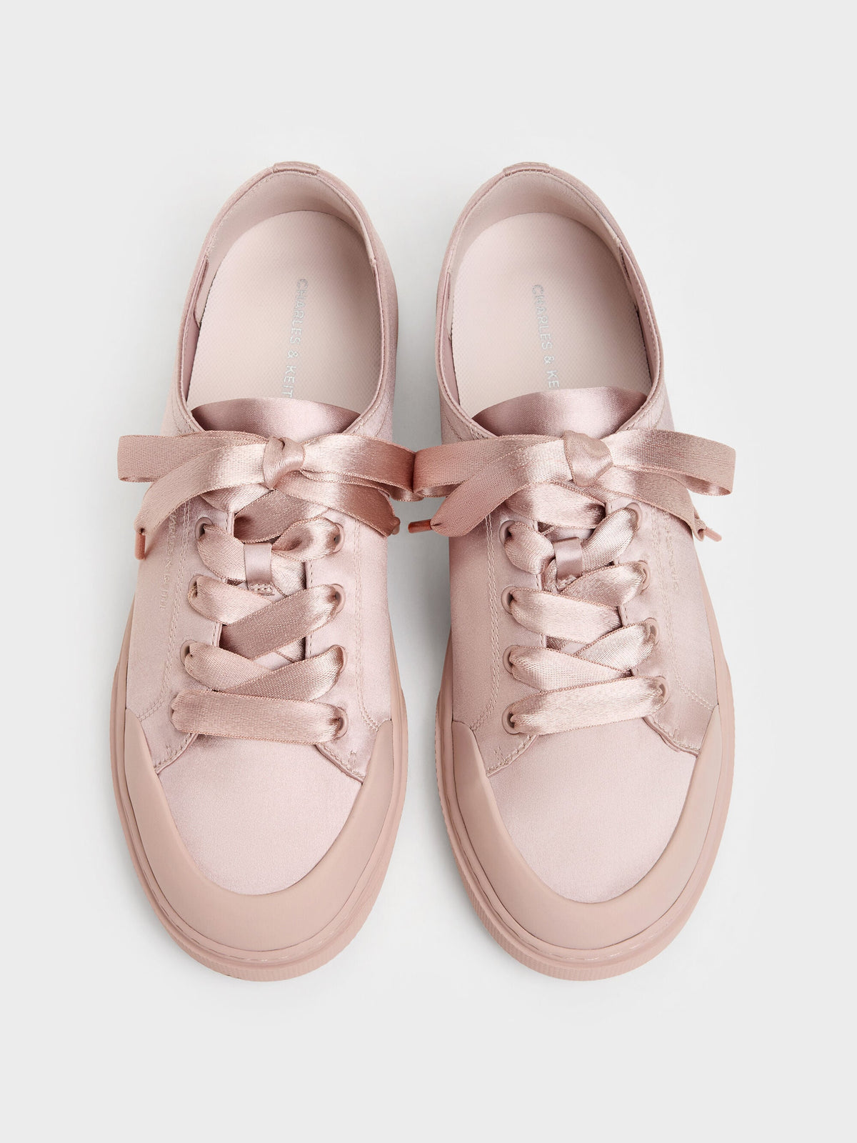 CHARLES & KEITH Value / Satin Lace-Up Sneakers - Light Pink