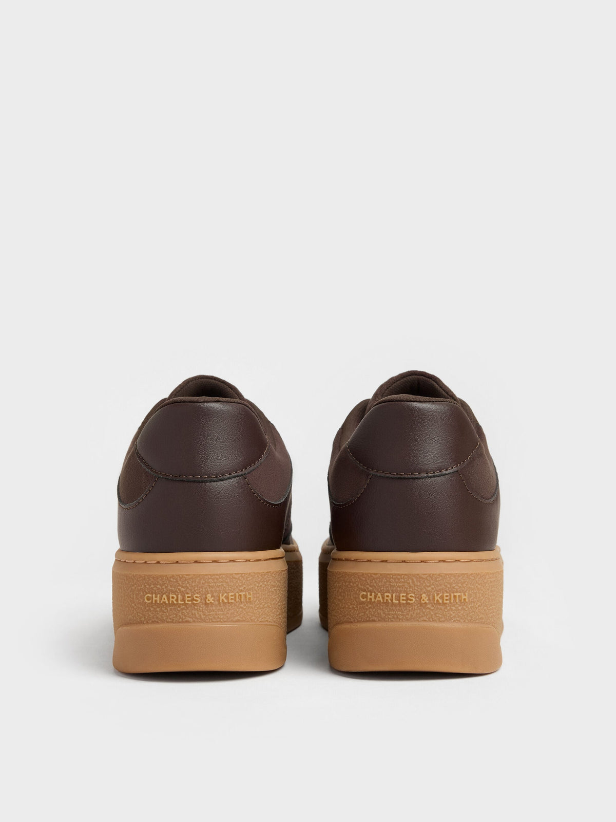 CHARLES & KEITH Customer Favorite / Faux Suede Platform Sneakers - Dark Brown Textured