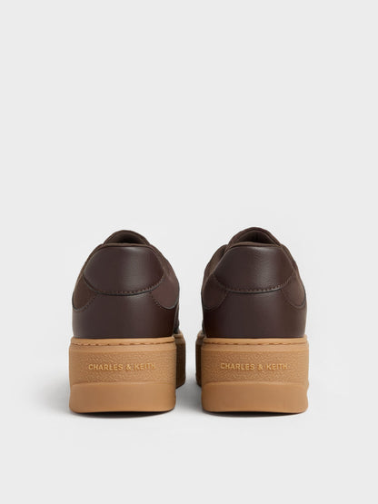 CHARLES & KEITH Customer Favorite / Faux Suede Platform Sneakers - Dark Brown Textured