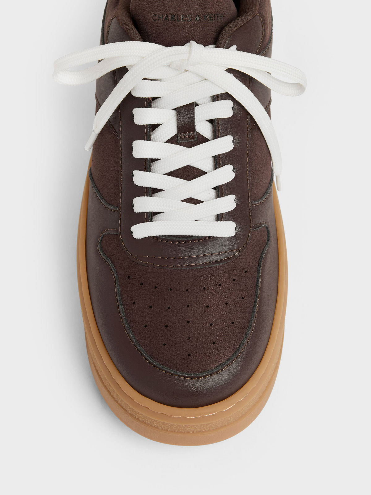 CHARLES & KEITH Customer Favorite / Faux Suede Platform Sneakers - Dark Brown Textured