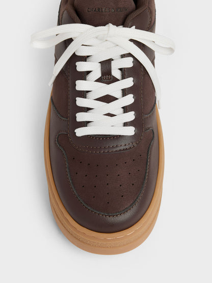 CHARLES & KEITH Customer Favorite / Faux Suede Platform Sneakers - Dark Brown Textured