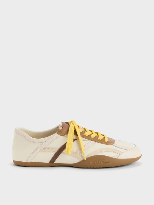 CHARLES & KEITH Best Price / Nylon & Leather Sneakers - Cream