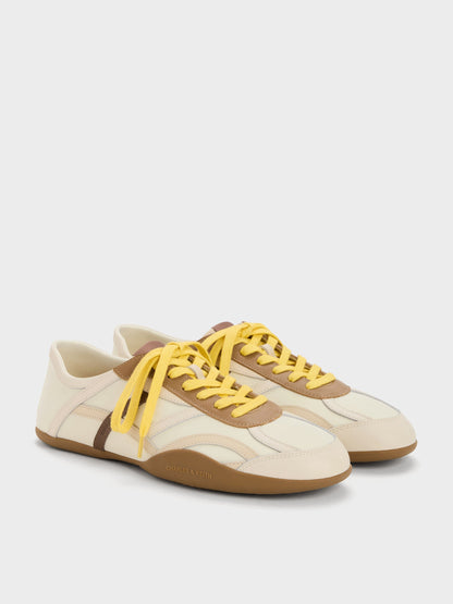 CHARLES & KEITH Best Price / Nylon & Leather Sneakers - Cream