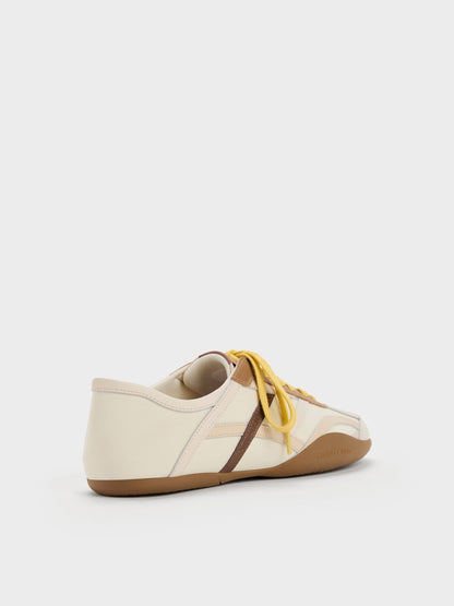 CHARLES & KEITH Best Price / Nylon & Leather Sneakers - Cream