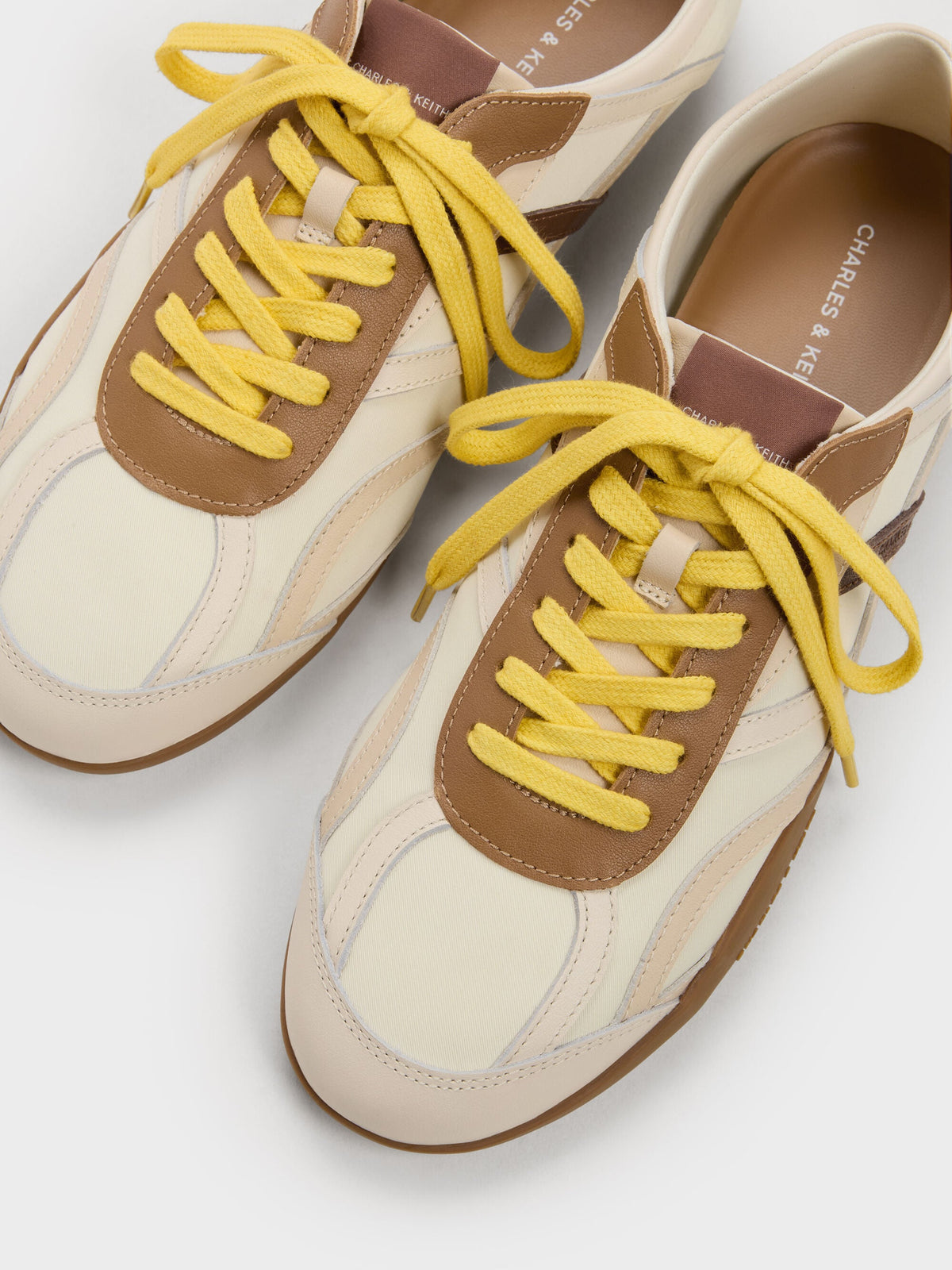 CHARLES & KEITH Best Price / Nylon & Leather Sneakers - Cream