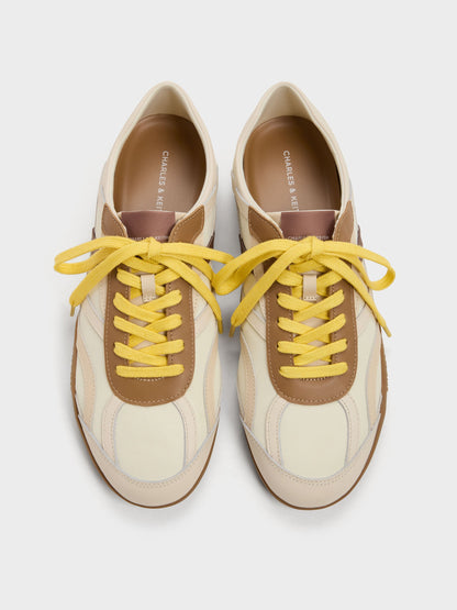 CHARLES & KEITH Best Price / Nylon & Leather Sneakers - Cream