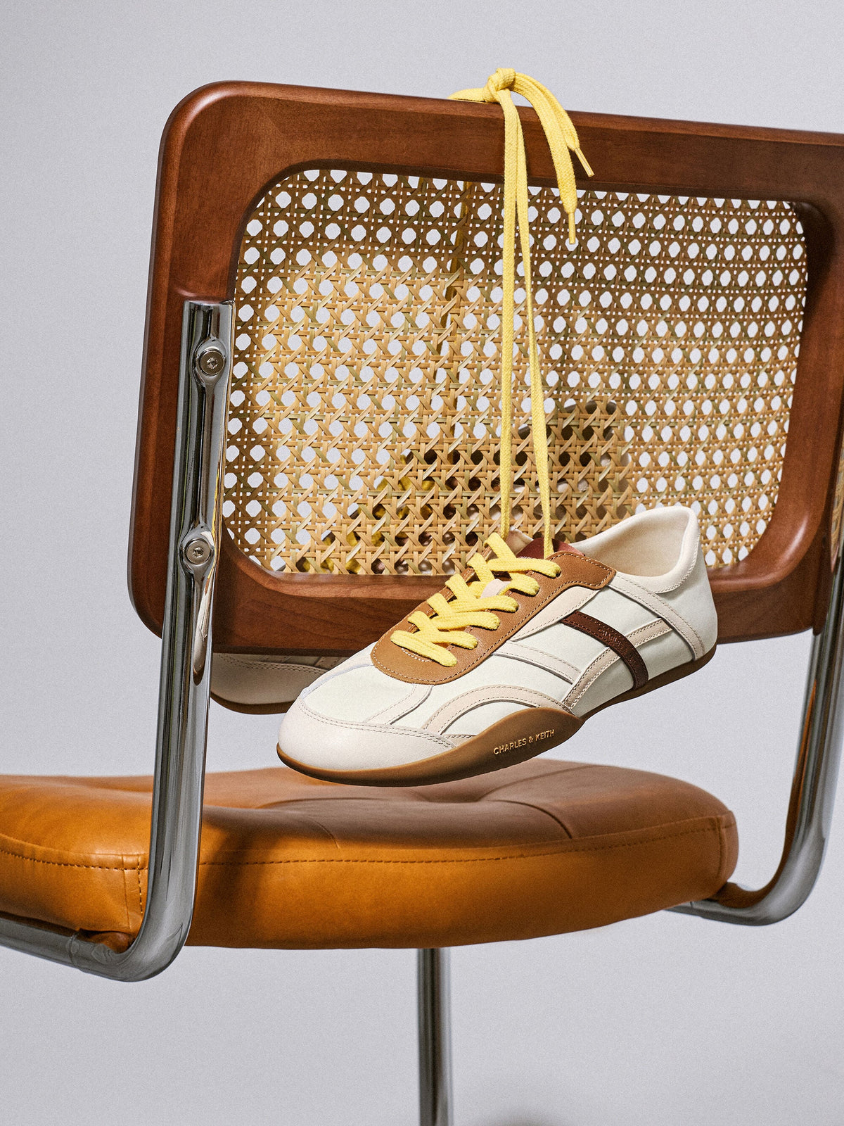CHARLES & KEITH Best Price / Nylon & Leather Sneakers - Cream