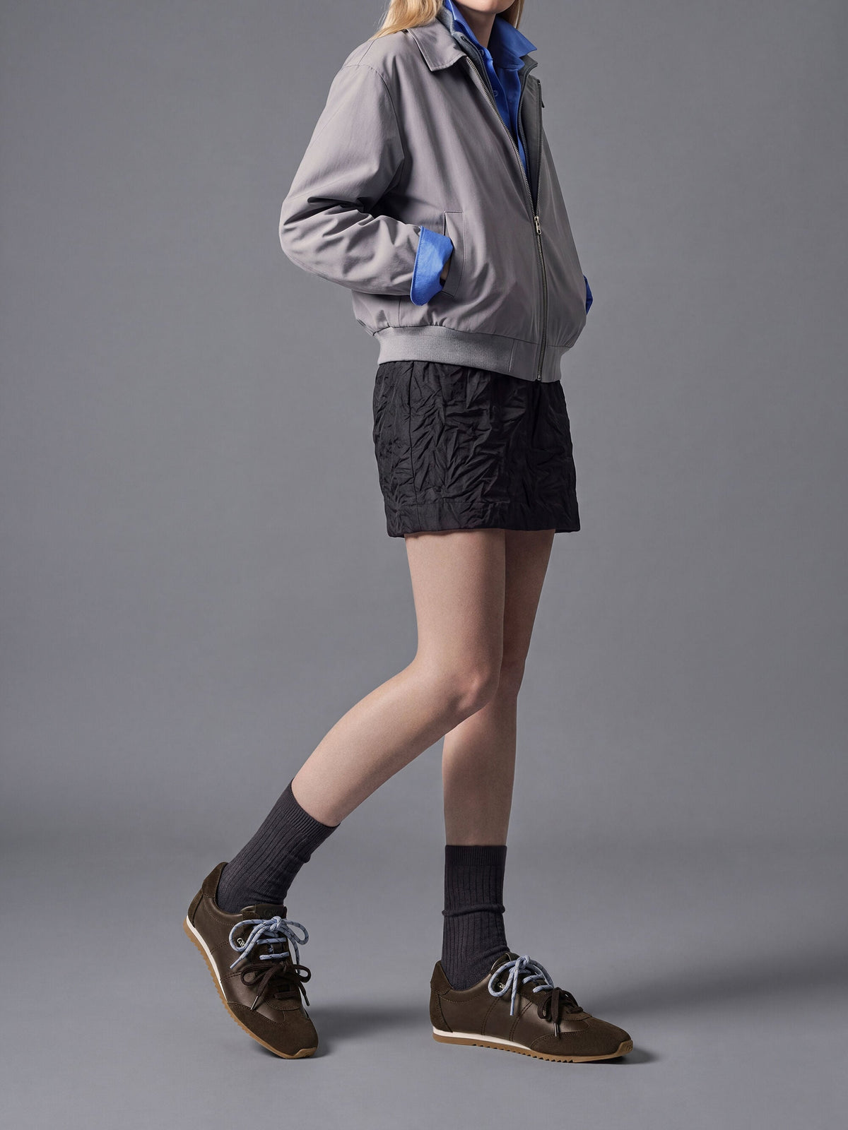 CHARLES & KEITH Great Value / Jace Leather & Suede Sneakers - Dark Brown
