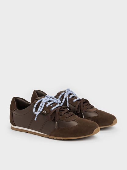CHARLES & KEITH Great Value / Jace Leather & Suede Sneakers - Dark Brown