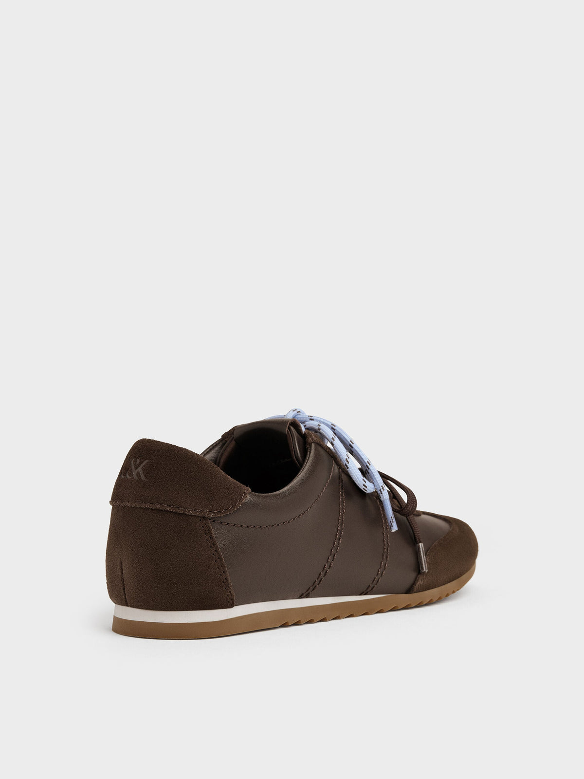 CHARLES & KEITH Great Value / Jace Leather & Suede Sneakers - Dark Brown