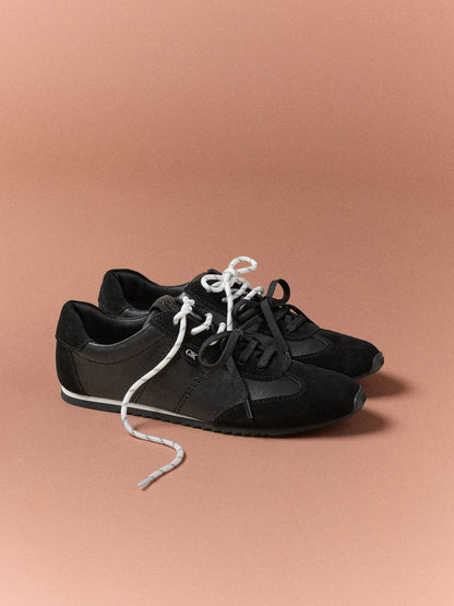 CHARLES & KEITH Great Value / Jace Leather & Suede Sneakers - Dark Brown