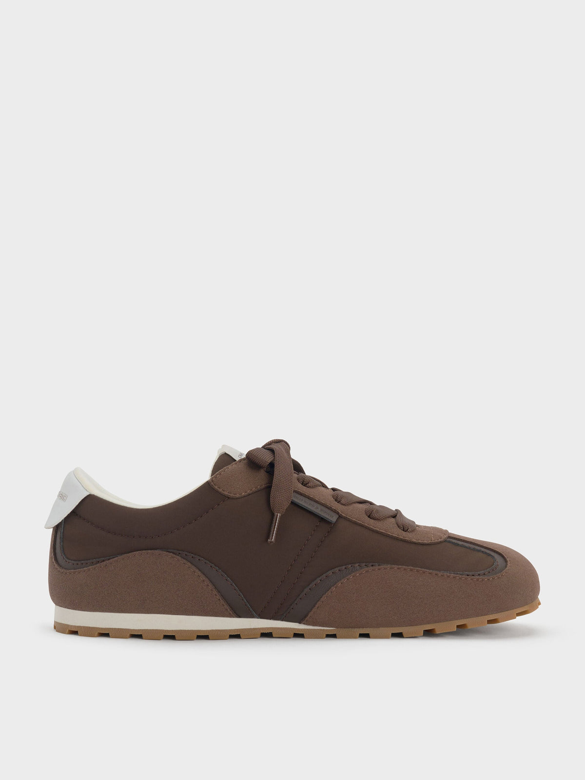 CHARLES & KEITH Recommended / Nylon Contrast-Panel Sneakers - Dark Brown Textured
