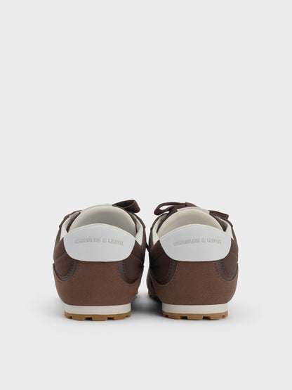 CHARLES & KEITH Recommended / Nylon Contrast-Panel Sneakers - Dark Brown Textured