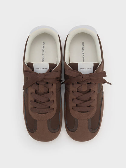 CHARLES & KEITH Recommended / Nylon Contrast-Panel Sneakers - Dark Brown Textured