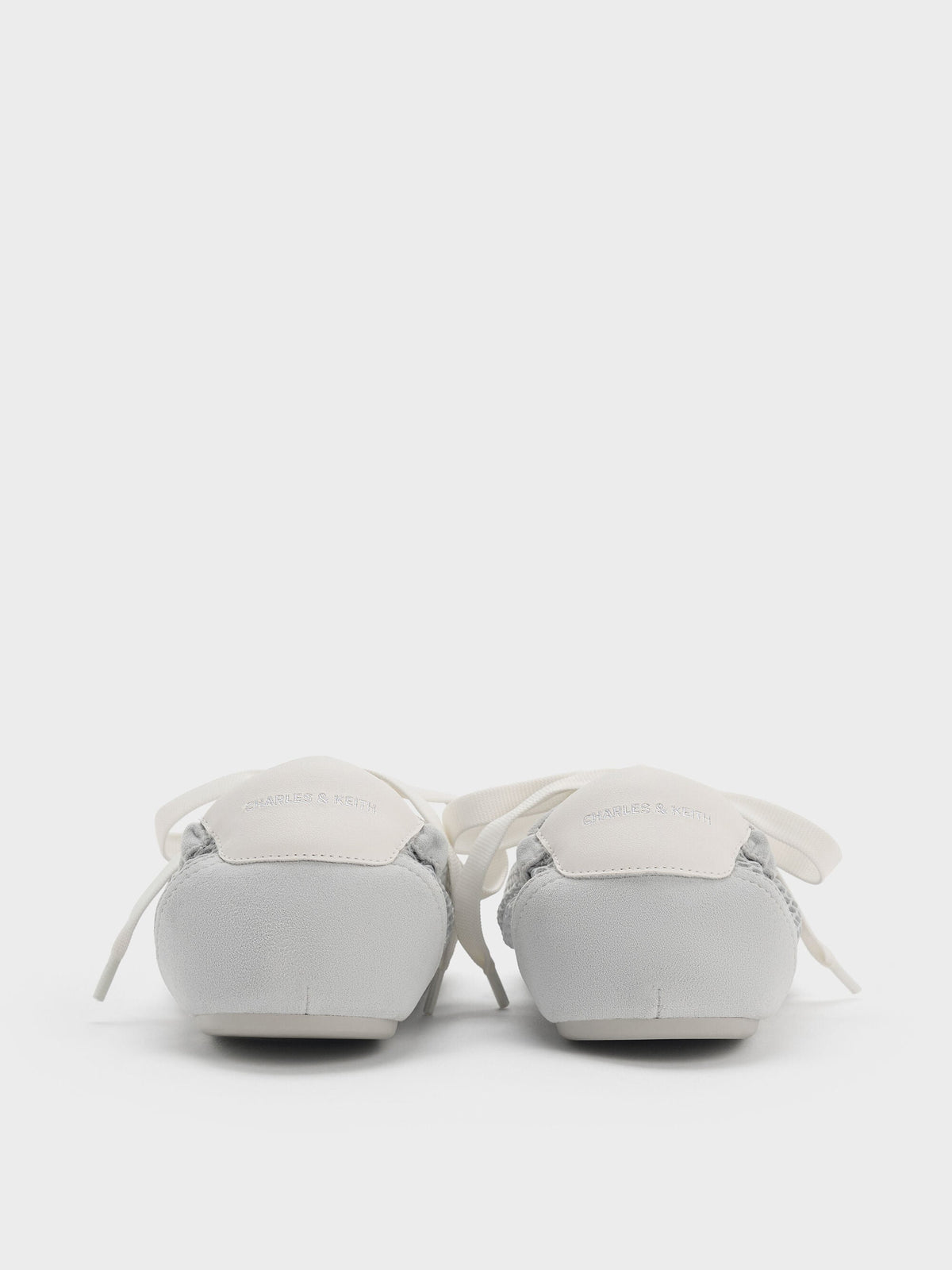 CHARLES & KEITH Value / Cece Mesh Ruched Bow Ballet Sneakers - Light Grey