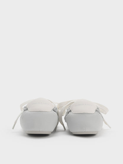 CHARLES & KEITH Value / Cece Mesh Ruched Bow Ballet Sneakers - Light Grey