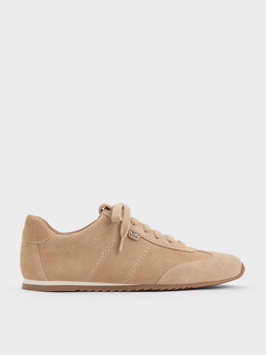 CHARLES & KEITH Signature / Jace Suede Sneakers - Beige